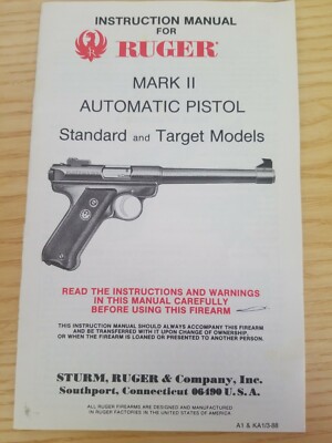 Instruction Manual for Ruger Mark II Automatic Pistol 1980/'s Standard /& Target
