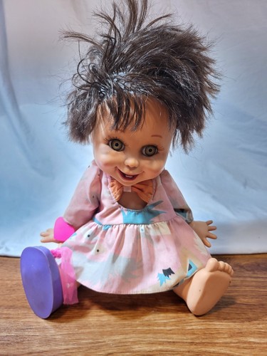 Vtg. 1990 Galoob Baby Face Doll #3 LGTI "So Happy Heidi" Brown Hair Green Eyes