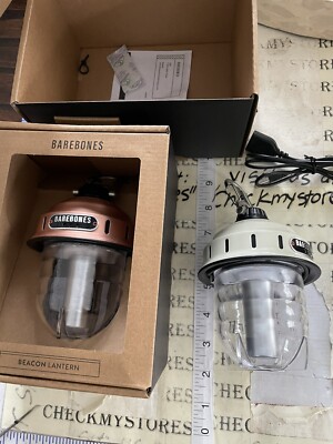 2X Barebones Living Beacon Hanging Lantern Slate Stamped Steel Rechargeable