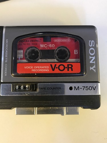 Sony M-750V Micro-cassette Recorder V-O-R With Tape A30