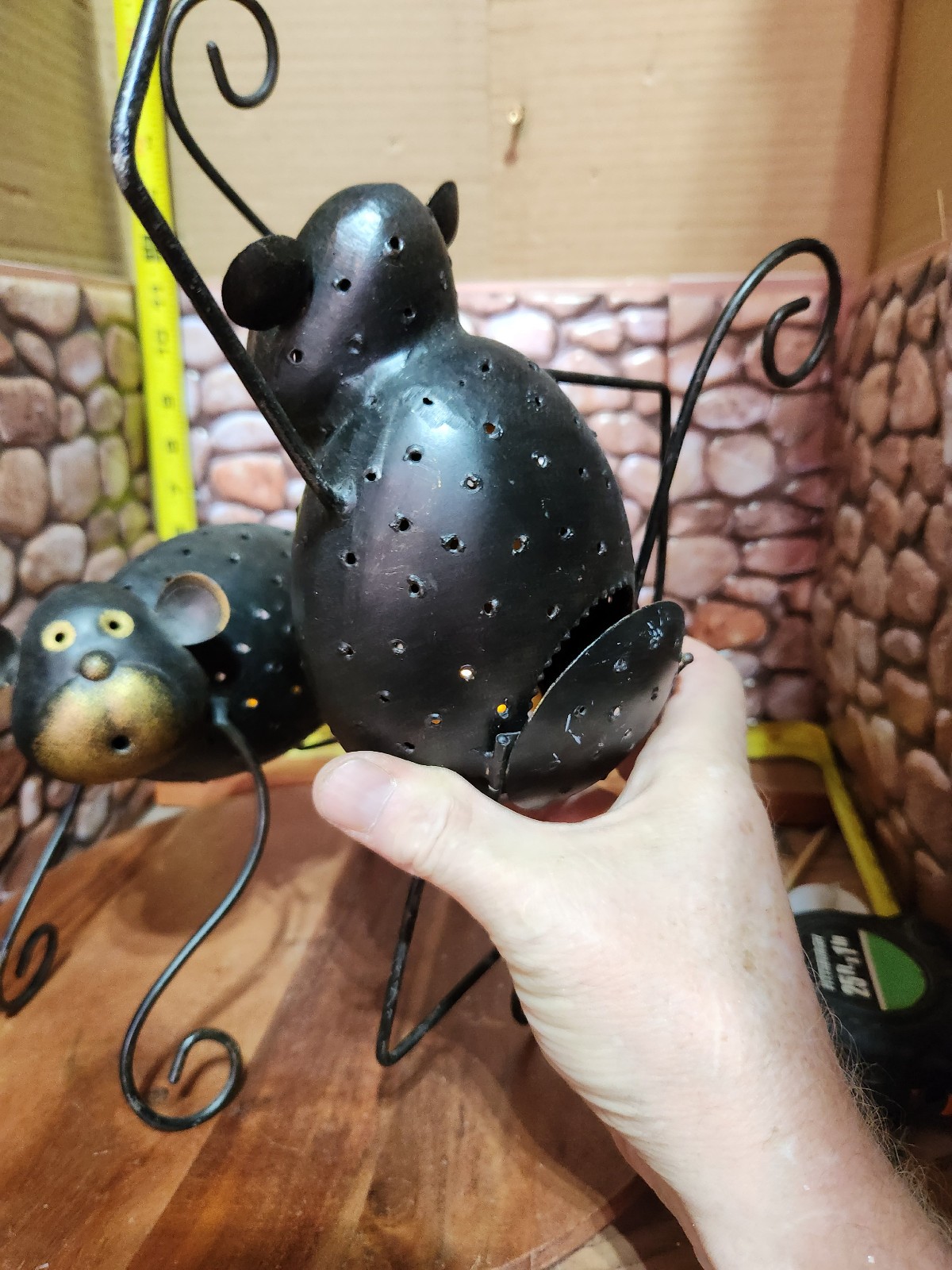 Set of 2 Metal Monkey Candle Holder Wall Hanging