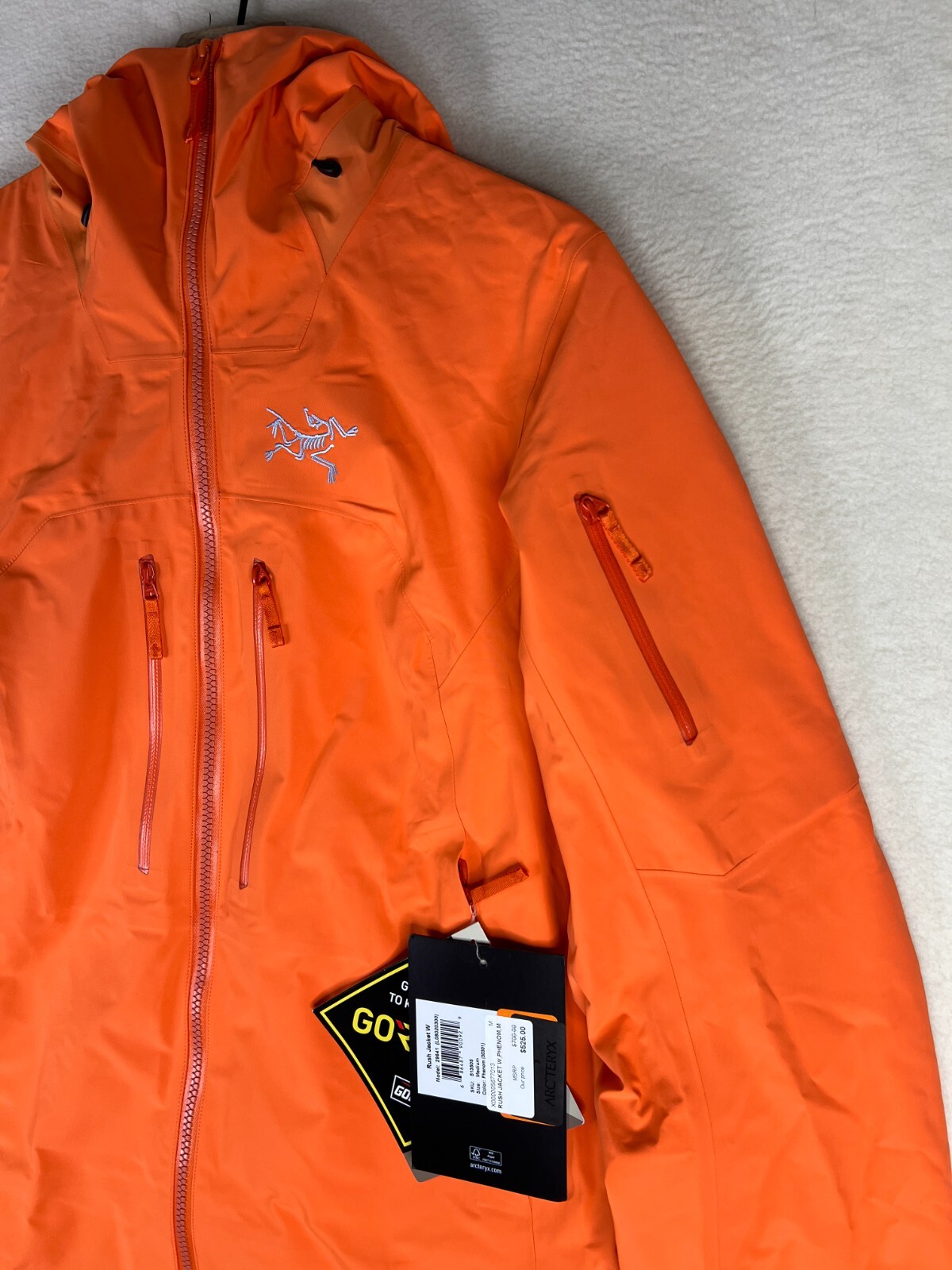 Pre-owned Arc'teryx Rush Jacket Women's Medium Phenom Orange Full Zip Goretex Ski