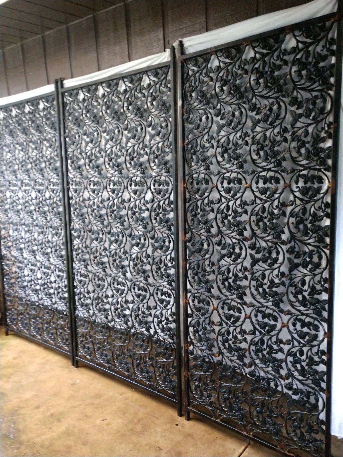VERY UNIQUE Antique Wrought Iron Hand Made Room Dividers Flowers/Roses