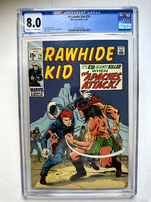 Rawhide Kid  # 74  CGC 8.0 Very Fine  February 1970 Classic Apache Larry Leiber
