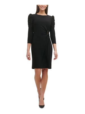 

TOMMY HILFIGER Женское черное платье-футляр с металлическими рукавами спереди 3/4, Черный