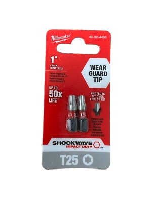 Milwaukee 48-32-4436 T25 Shockwave Impact Duty Torx Bit 1/4'' drive - 2 Pack