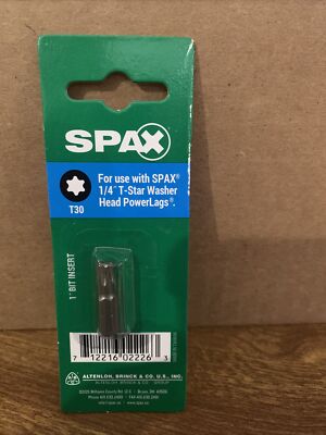 SPAX  Torx T30 1'' Insert Drive Bit For 1/4'' T-Star Washer Head Power Lags