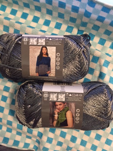 (3) Three Skeins Of Patons Metallic Yarn - Pewter - 3oz BRAND NEW!!