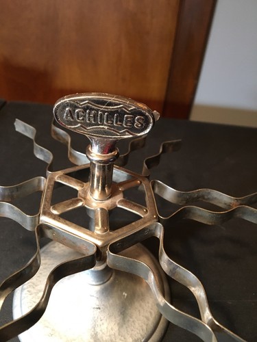 Vintage Achilles Office Desk Metal Rubber Stamp Holder Carousel Tree (6 Stamps)