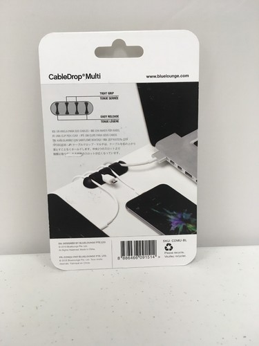 BlueLounge CableDrop Multi Self Adhesive Black Multi Cable Clip Anchor For Cable
