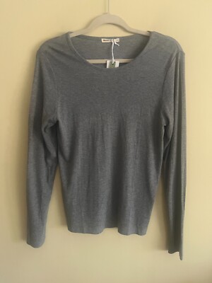 Marine Layer Lexi Rib Long Sleeve Crew Tee Heather Grey Size XL