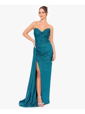 BLONDIE NITES Womens Teal Lined Sleeveless Formal Gown Dress Juniors 3