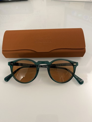 Pre-owned Oliver Peoples Gregory Peck Sun Limited Edition In Dark Teal/ Cognac Msrp$487 In Brown