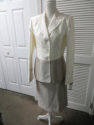 NWT Albert Nipon suit silk blend 2-piece skirt jacket Picasso Classic Size 10