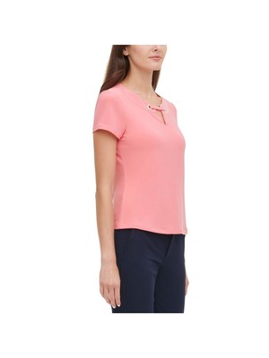 

TOMMY HILFIGER Женский коралловый топ с короткими рукавами и вырезом, Коралл