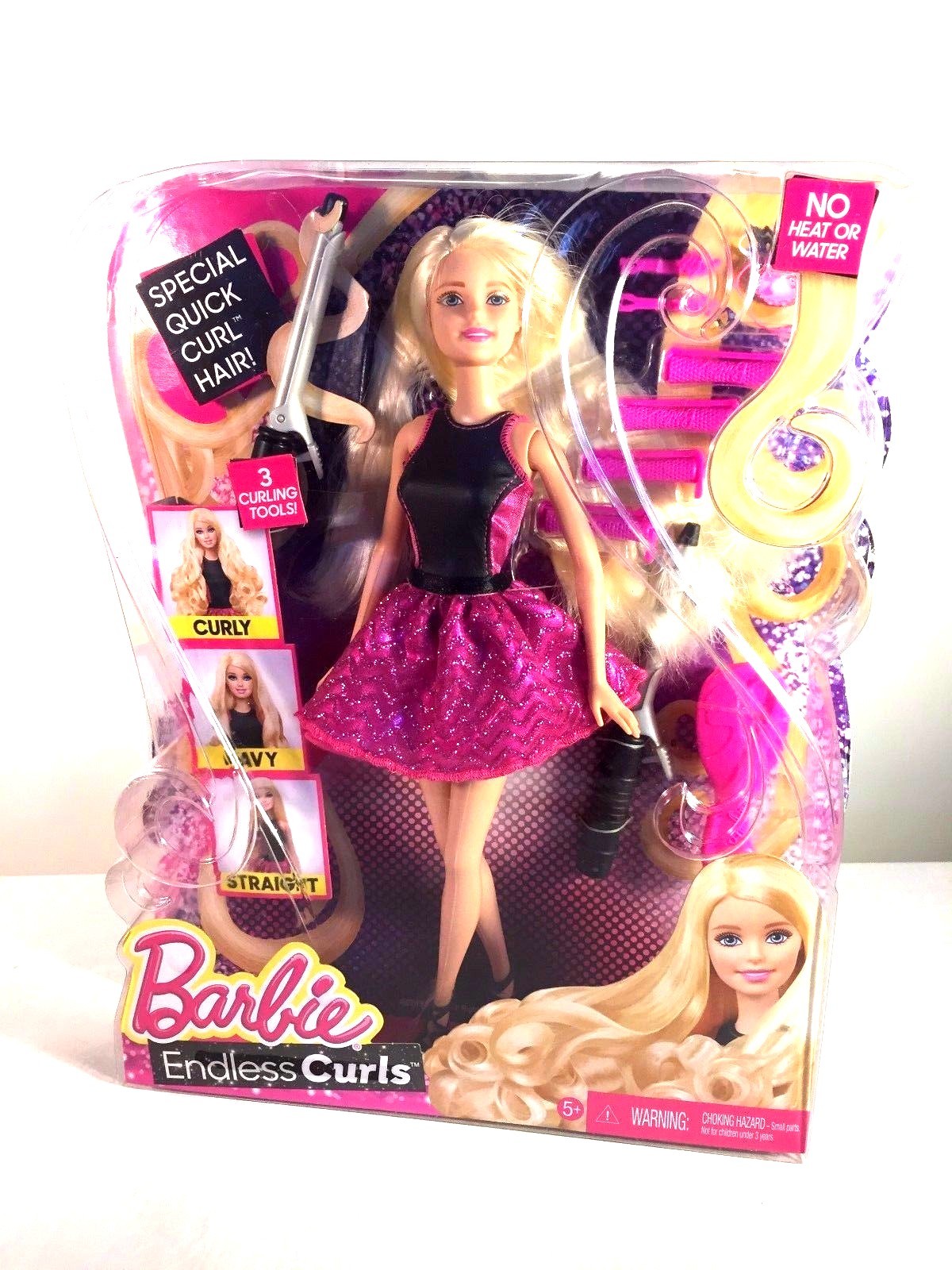 Barbie Endless Curls Doll 2014 NO Heat or Water 3 Curling Tools