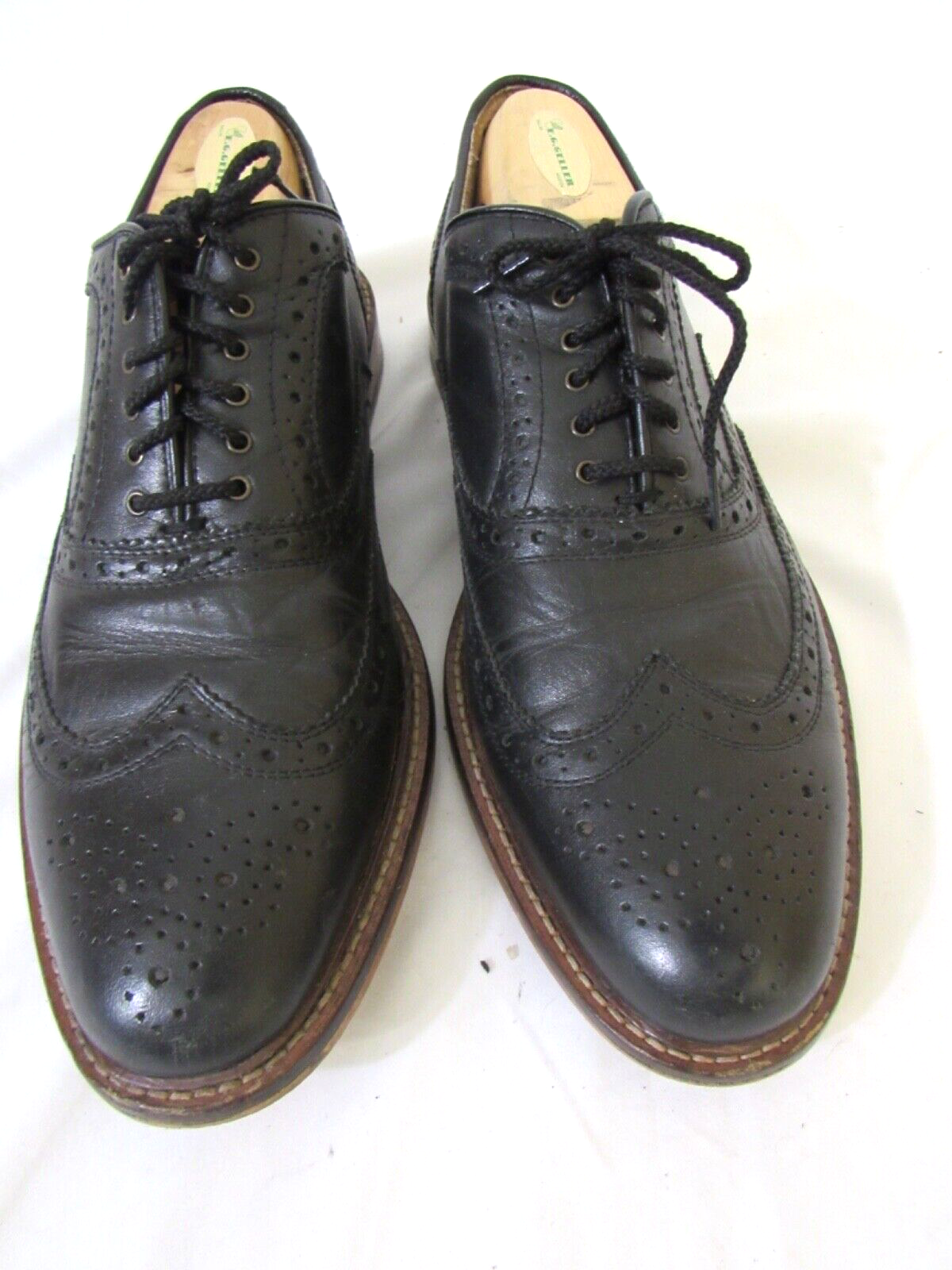Aston Grey Black Wingtip Leather Oxford Dress Shoes Men display picture 1