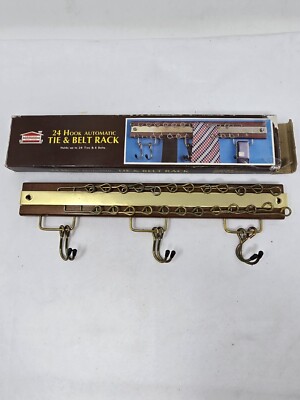 VINTAGE 24 HOOK AUTOMATIC TIE & BELT RACK FRIENDLY HOME PARTIES W/BOX