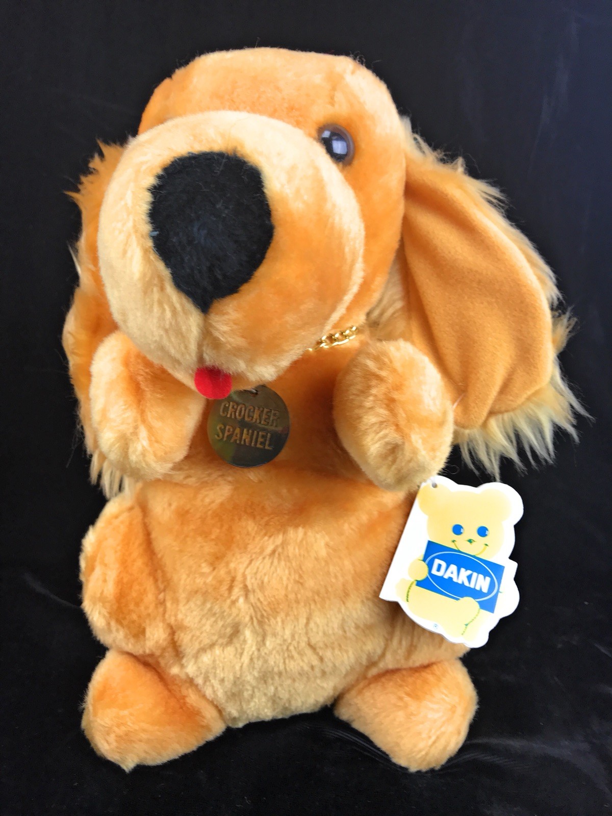 Dankin Cocker Spaniels Plush 1979 Gold Brown English Dog Family 4 Tags Collars
