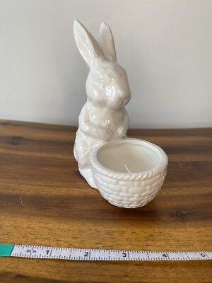 White Ceramic Easter Bunny with Basket *NWOT*