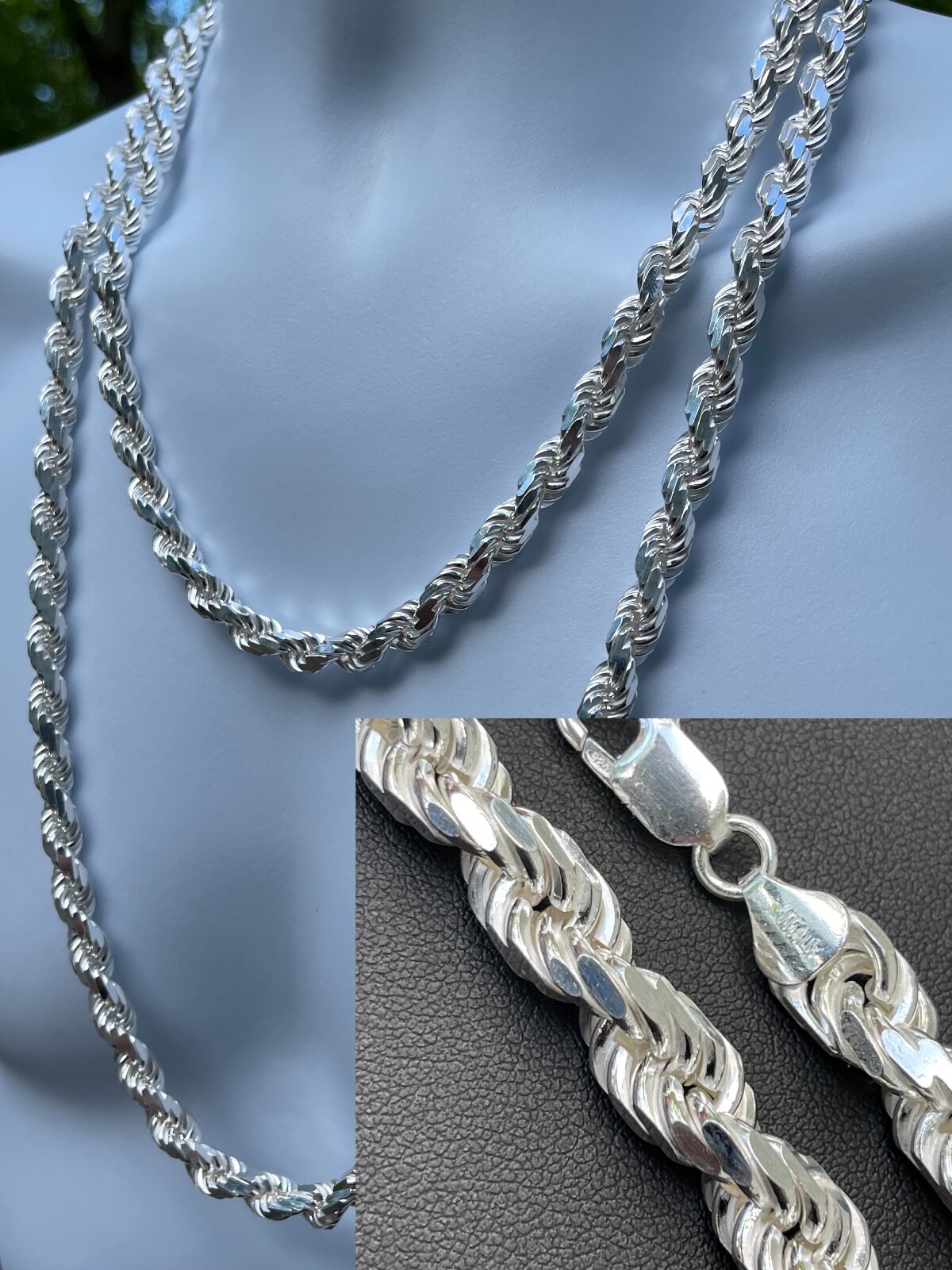Pre-owned Silver Heavy 8mm Men's Rope Chain Real Solid 925 Sterling  Necklace 18"-30" Italy