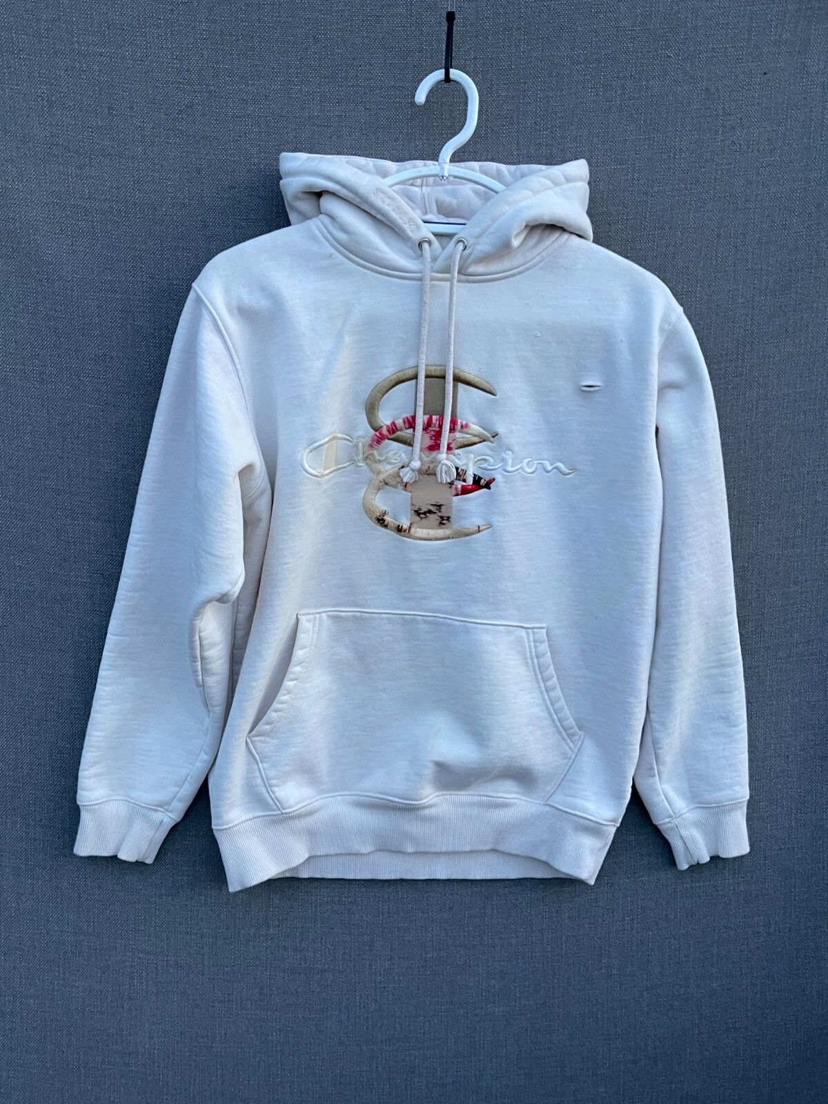 Supreme Champion Hoodie Men's Medium White Stacked C Hooded