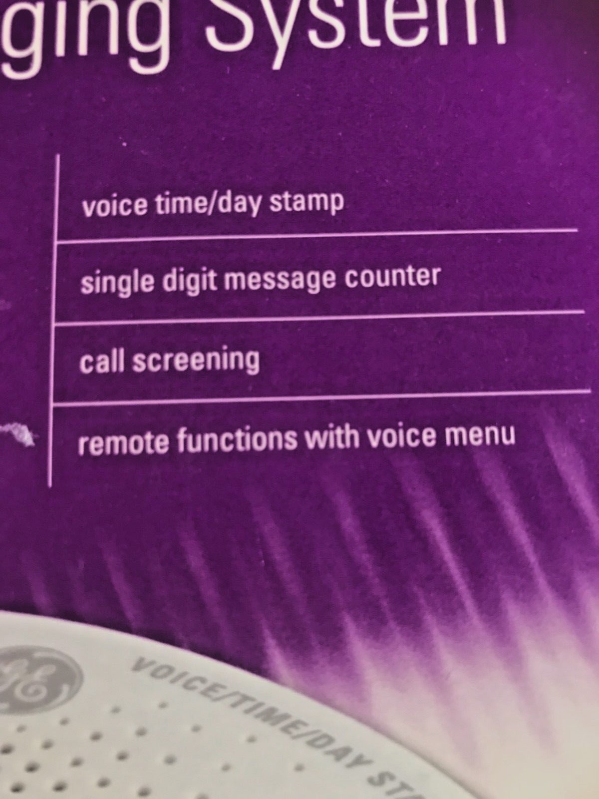 GE Digital Messaging System 30 Min Record Time Call Screening Voice Time Day NIB
