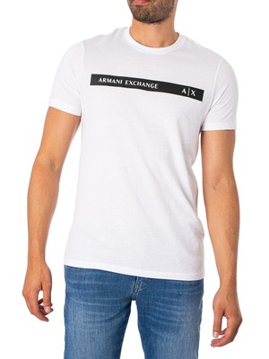 

Мужская футболка в полоску с логотипом Armani Exchange, белая, Белый, 6RZTAP-ZJ9TZ-1100