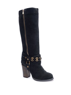 

CHINESE LAUNDRY Женские черные кожаные ботинки Backstreet с круглым носком в стиле вестерн, Черный, BACKSTREET SUEDE