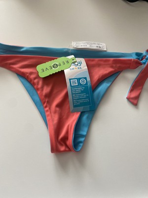 Sloggi Shore Women's Kosrae Tanga Bikini Bottoms Coral Blue  Small Reversible