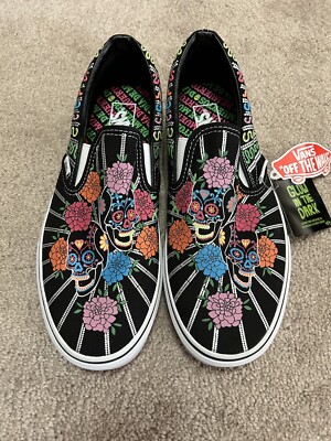 Vans Classic Slip On 'Dia De Los Muertos' Glow in the dark Shoes Men's Size 10