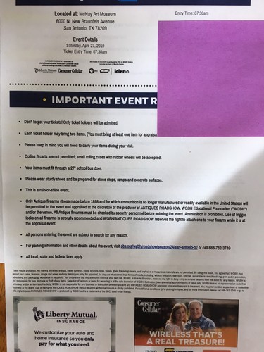 2 ANTIQUES ROADSHOW Tickets San Antonio FIRST ENTRY April 27 2019 7:30 AM