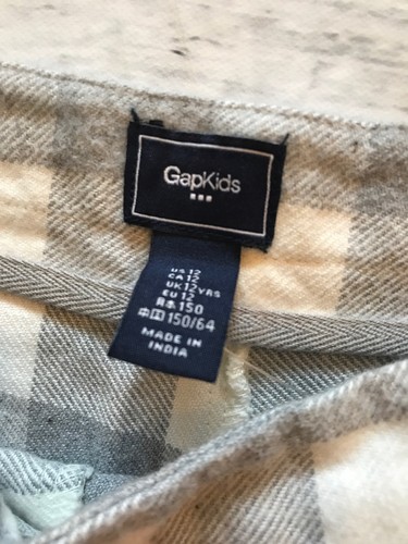 NWT Gap Kids Gray Ivory Flannel Skort 12 Y