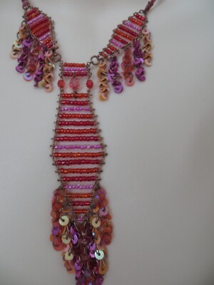Virgin Vie Pink bead and sequin necklace New 