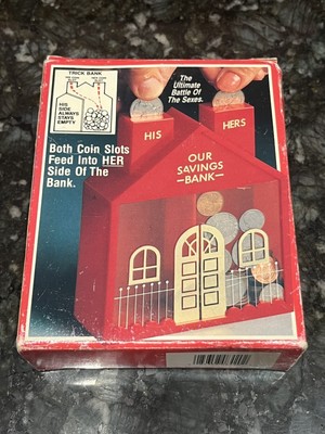 Vintage His And Hers Plastic Our Savings Bank Gag Gift She Gets All The Money Sf