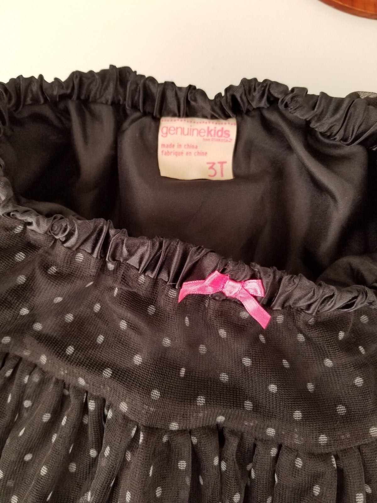 Osh Kosh Black Polka Dot Tulle Tutu Petticoat Skirt Fully Lined Sz 3T