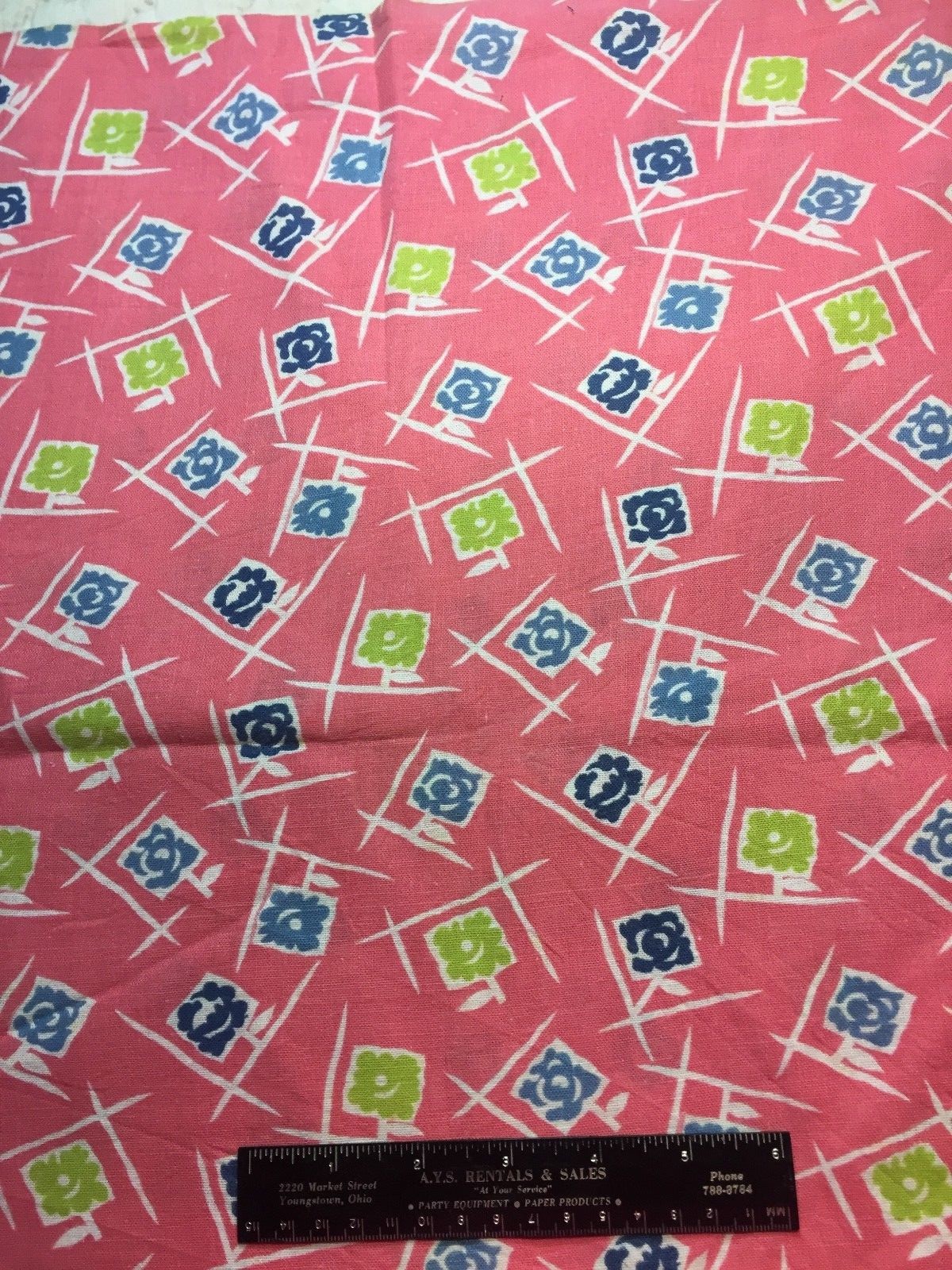 Vintage Cotton Feedsack Fabric 30s40s CUTE Rose Boxes EXC