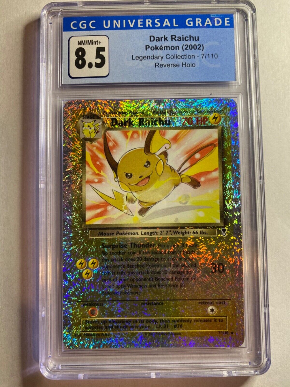 2002 POKEMON LEGENDARY COLLECTION REVERSE HOLO DARK RAICHU 2002 POKEMON LEGENDARY COLLECTION REVERSE HOLO DARK RAICHU