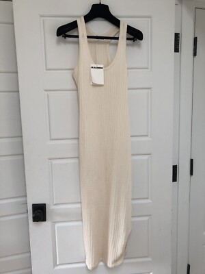 Jil Sander jersey Tank Dress Cream XS