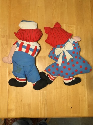 Bobbs-Merrill Co Raggedy Ann  & Andy Stuffed Pillow Dolls 1978 VTG 20” Pre-Owned