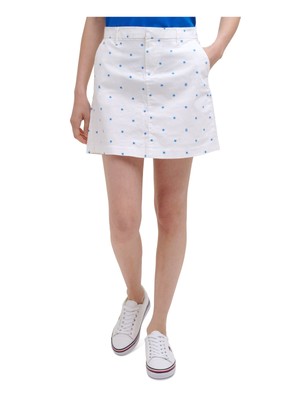 

TOMMY HILFIGER Женская белая джинсовая мини-юбка-трапеция без подкладки с карманами и молнией, Белый