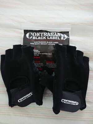 Leather Weight Lifting Gloves Medium Men Black Label Contraband 