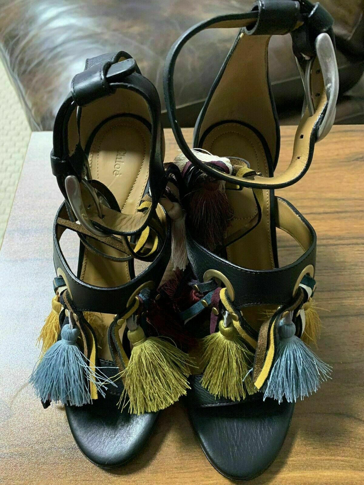 Pre-owned Chloé Chloe Iconic Miki Court Shoes Heels Sandals Shoes Mules Sandals 37 In Black