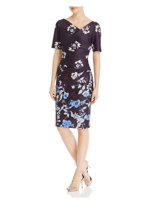 

ADRIANNA PAPELL Фиолетовое платье-футляр с короткими рукавами и драпировкой для женщин, Фиолетовый