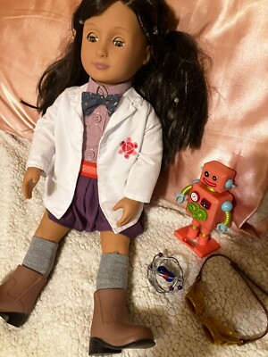 Our Generation Blanca Scientist Inventor doll w/ walking robot, goggles,++NEW