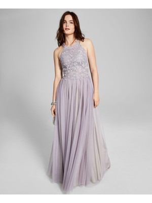 SPEECHLESS Womens Purple Back Tulle Lined Sleeveless Gown Dress 7