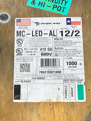 Encore Wire MC-LED-AL 12/2 Copper Aluminum Clad 777ft, *Lot of (1) 777ft Spool*
