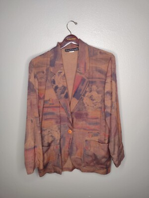Vintage Craig Clothing Co Women's Art To Wear Blazer Jacket Medium Floral A2