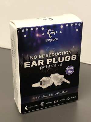 Eargrace 2 Pairs Soft Noise Reduction Earplugs for Small Petit Ear Canals. NEW!