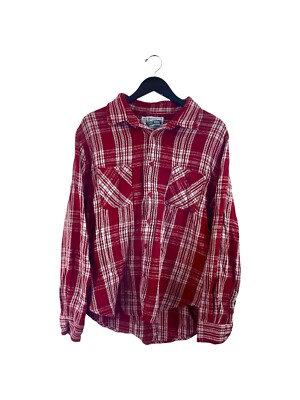 schott NYC cotton plaid flannel shirt mens size XL 2010s EUC